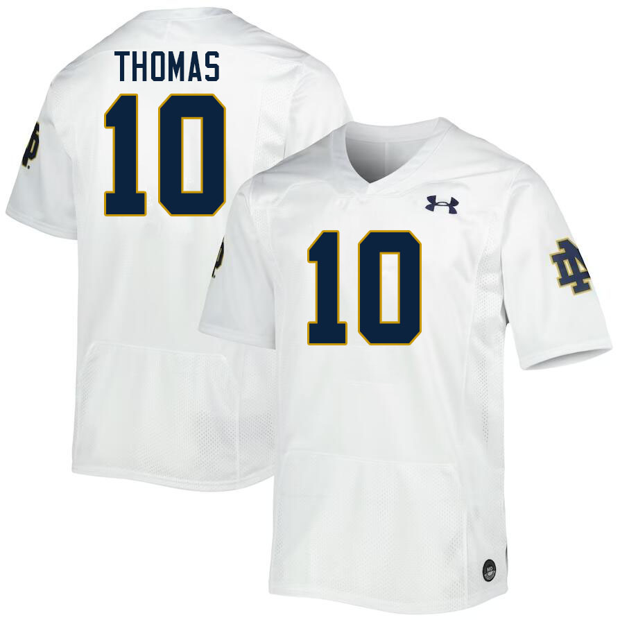 Men #10 Loghan Thomas Notre Dame Fighting Irish College Football Jerseys Stitched-White